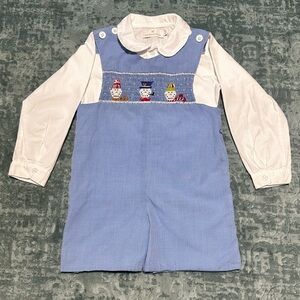 Orient Express Smocked Snowman Short all + Shirt | Size 4T